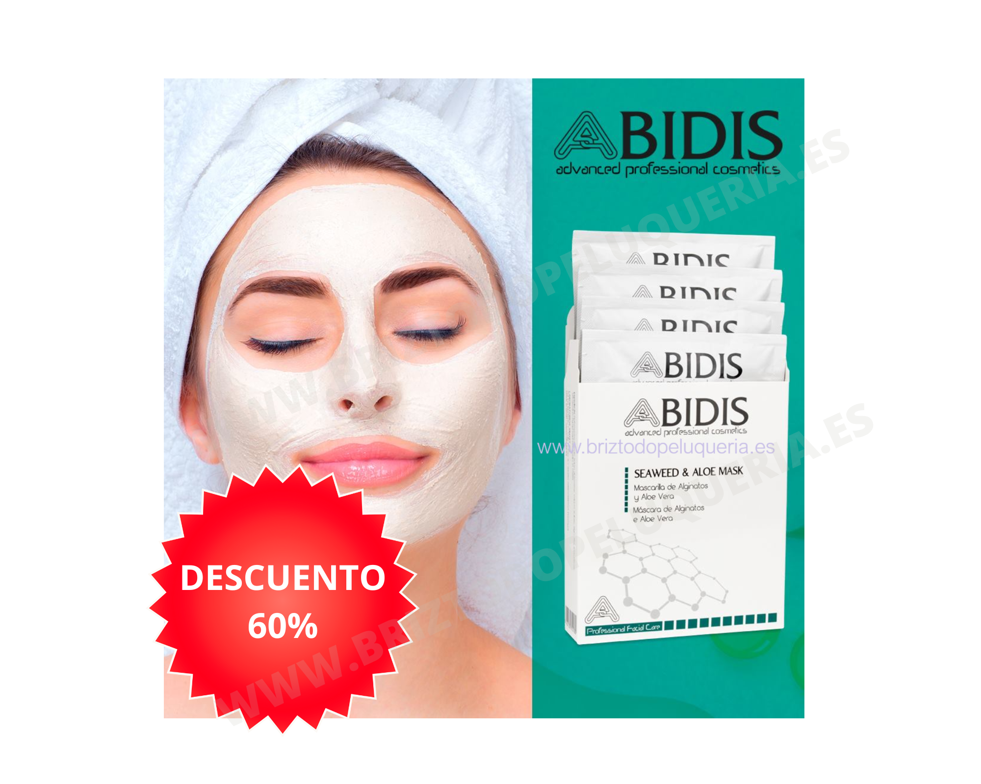 MASCARILLA FACIAL CON ALGINATOS Y ALOE ABIDIS