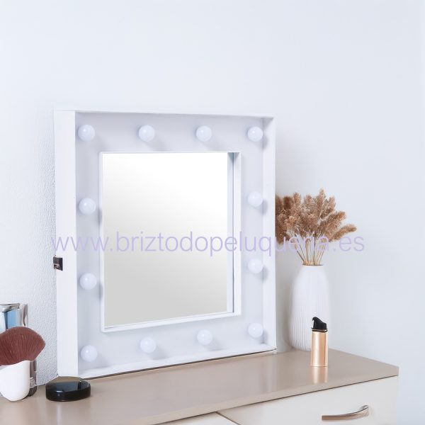 Espejo Acrilico con Iluminacion LED regulable A PILAS Blanco 31x4x31 cm E Camacho - Imagen 2