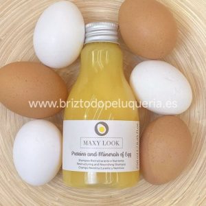 CHAMPÚ CON PROTEÍNAS DE HUEVO Y MINERALES de 1Litro, Reestructurante y nutritivo MAXY LOOK