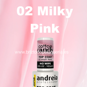 TOP COAT ROSA LECHOSO - perfecto para manicura francesa y Baby Boomer All in One Cotton Candy - 02 Milky Pink ANDREIA PROFESSIONAL