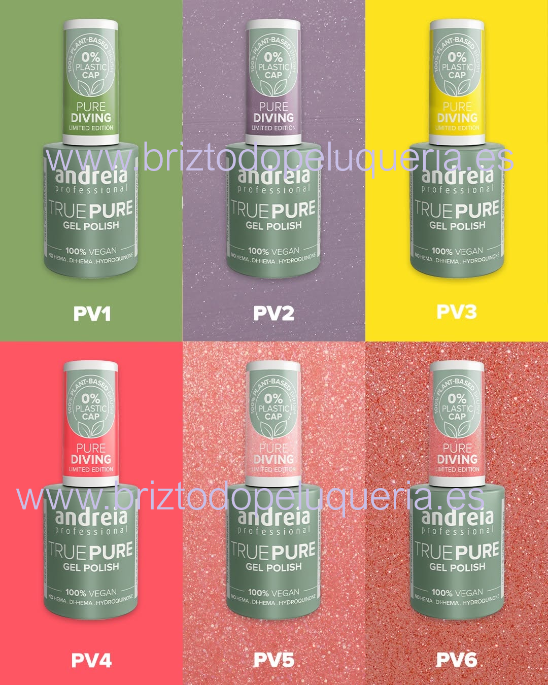 Esmalte semipermanente PURE DIVING ANDREIA PV1, PV2, PV3, PV4, PV5 y PV6