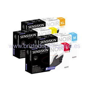 Guante de nitrilo sin polvo de 240 mm - SENSISKIN NEGRO Laboratorios Euromedis Caja 100uds